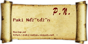 Paki Nátán névjegykártya